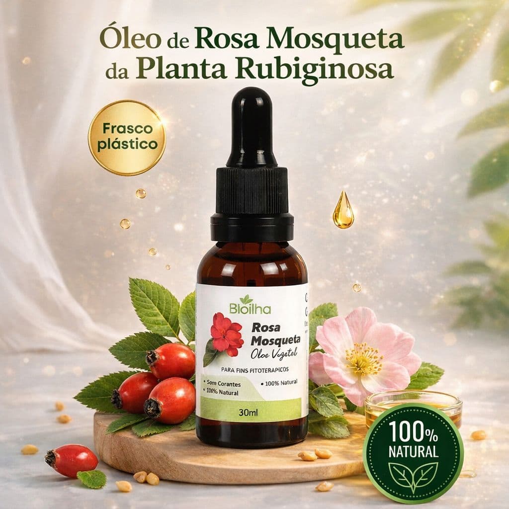 Óleo Vegetal de Rosa Mosqueta 100% Puro | Rosa Rubiginosa | Clareador, Trata Manchas e Estrias Bioilha