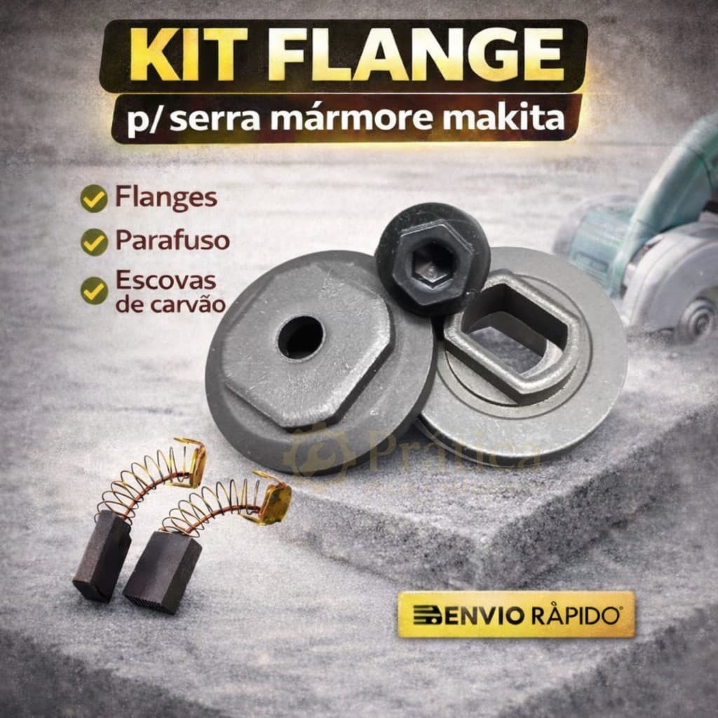Kit Flange + Parafuso p/ Serra Mármore Makita + Escova de Carvão
