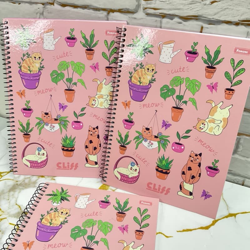 Caderno de Gatinho 1 Matéria, Capa Dura, 80 Folhas Foroni