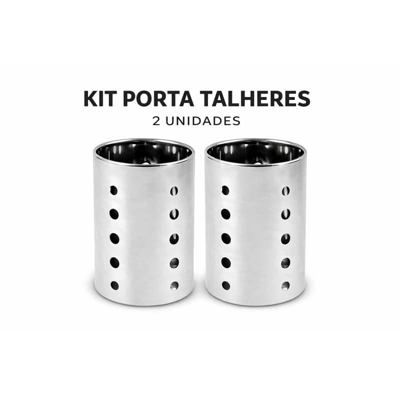Kit 2 Porta Talheres Inox Original Line Organizador de Cozinha Prático e Resistente