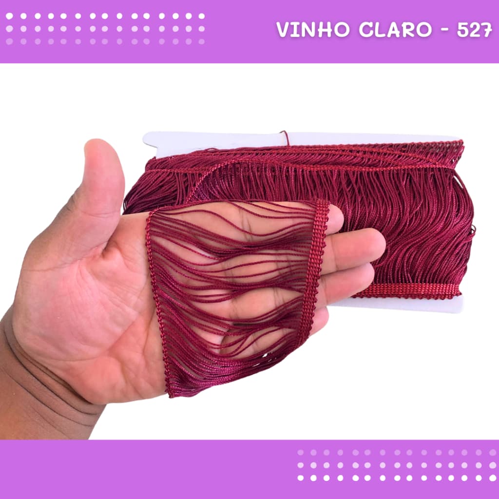 Franja de Tecido Acetinado - 10cm - Grade de Cores - Rolo C/10 Mts COR:VINHO-CLARO-527