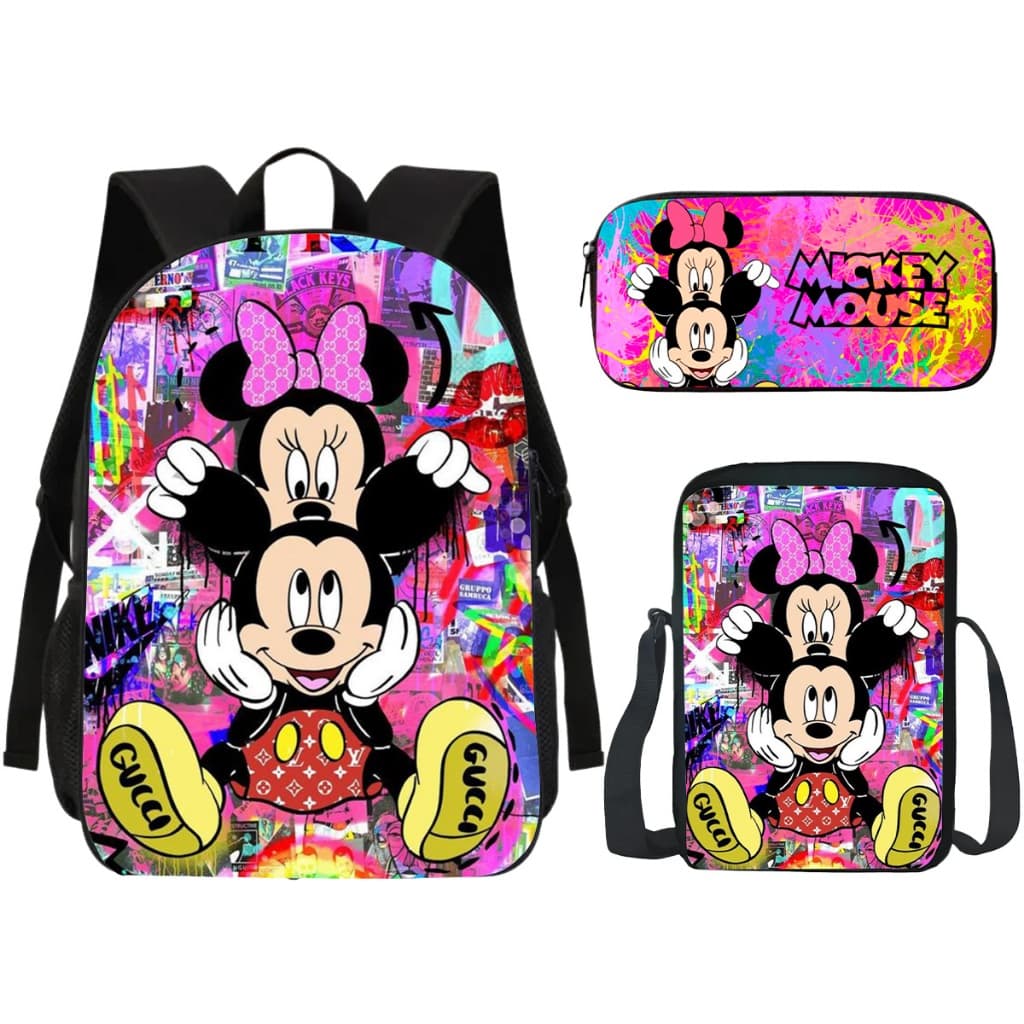 Itens Escolares Infantil Mickey Minnie Mochila Estojo Lancheira