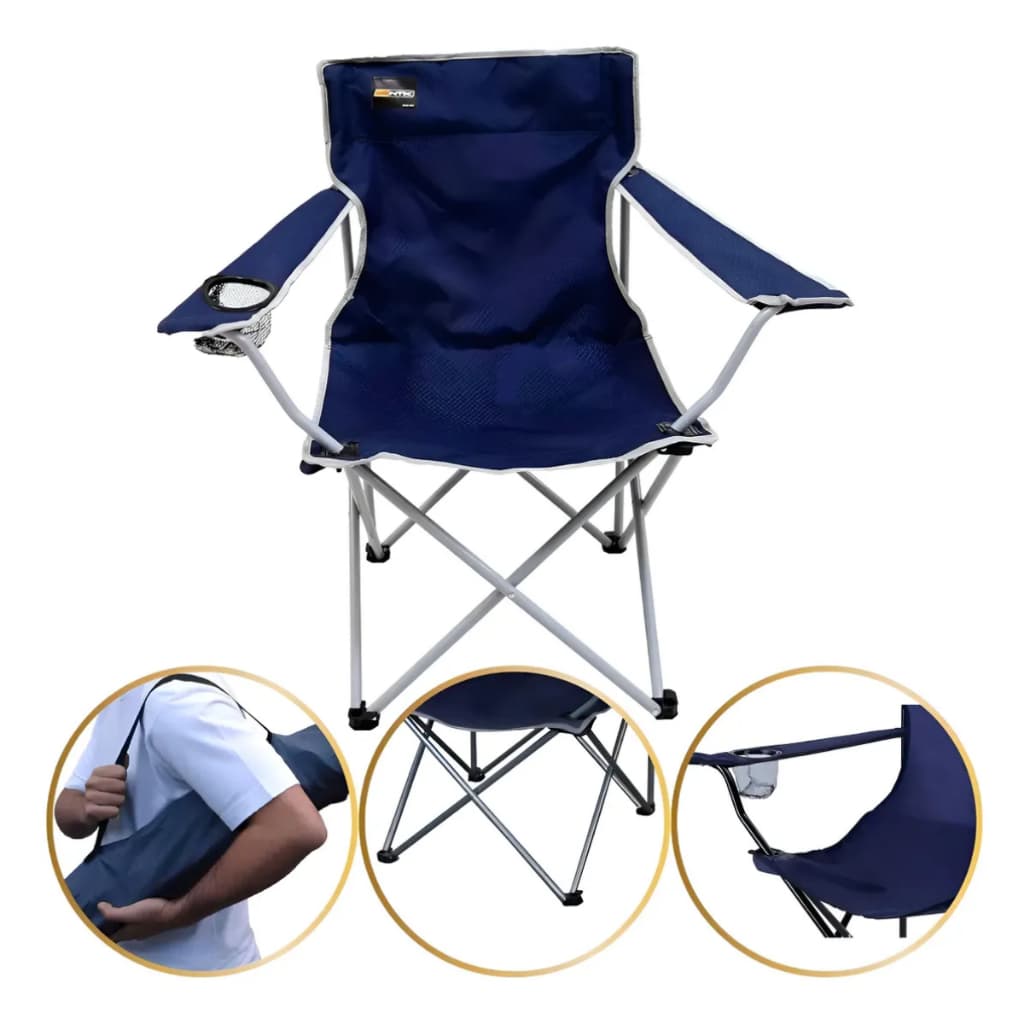 Cadeira Portátil Camping Praia Reforçada 120kg Dobrável com Bolsa Resistente