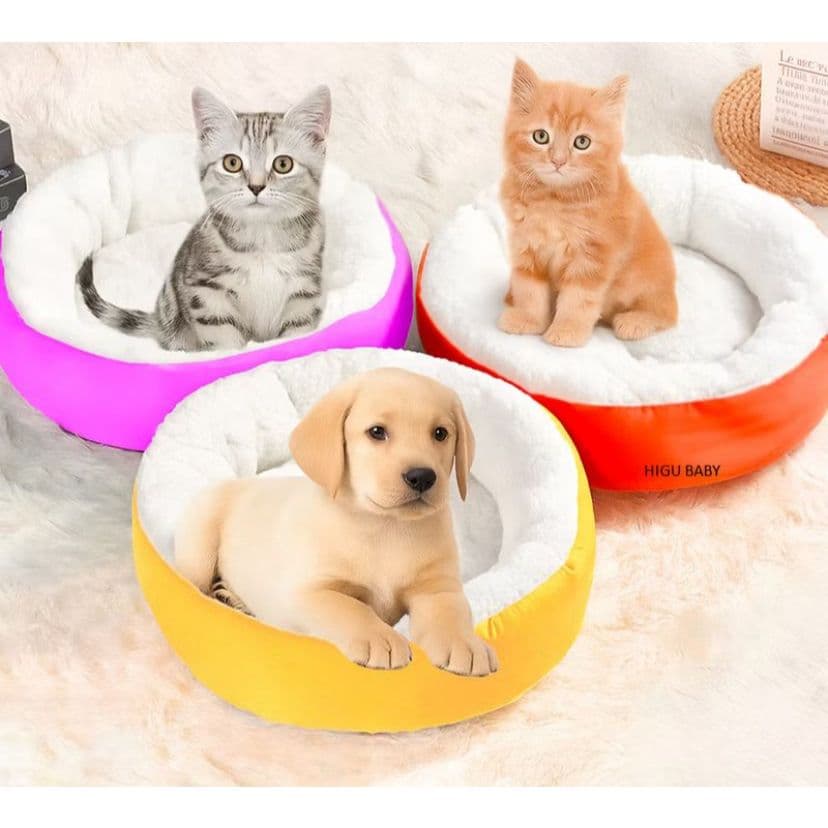 Caminha Redonda Pets Sherpa para Cães e Gatos Macia 50x50 cm Quente Confortável Cama Pet Com Pelinho