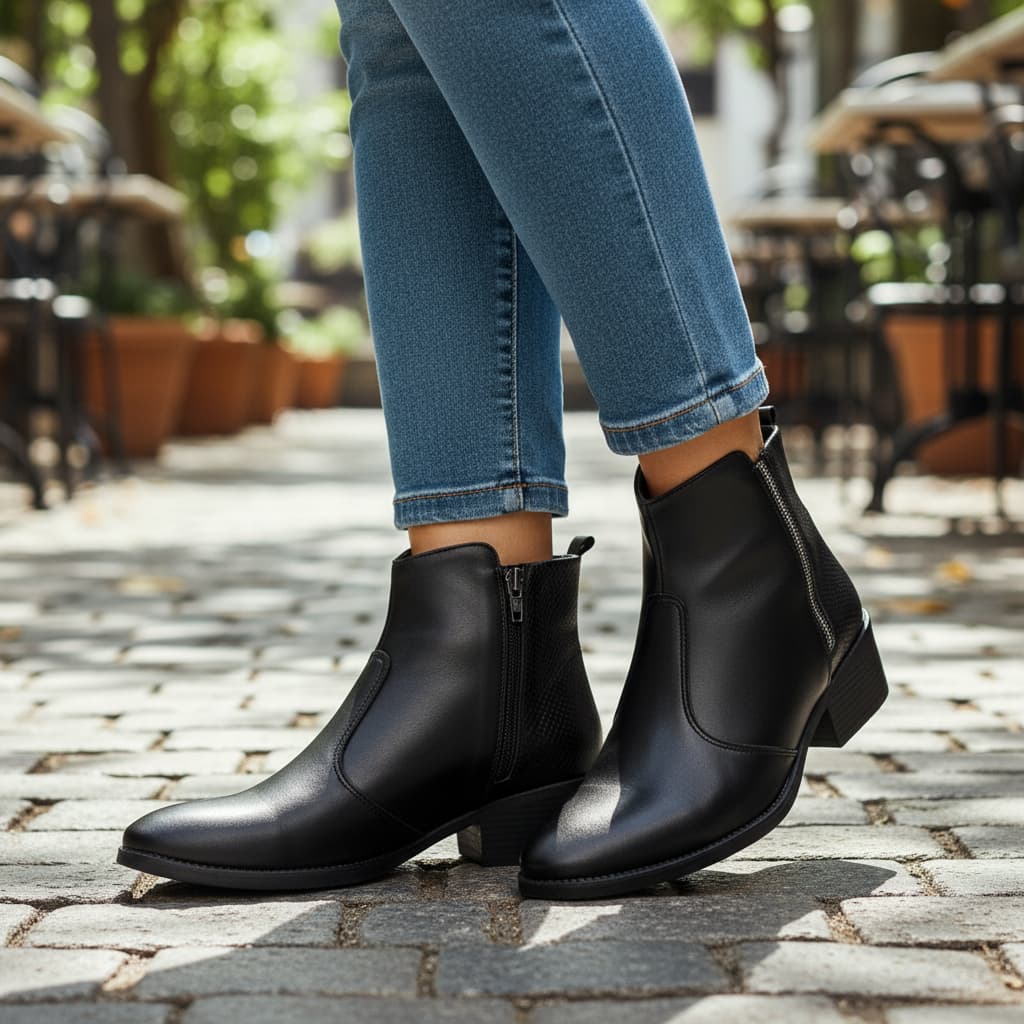Bota Feminina Coturno Bico Fino Ziper Coturno Feminino Moda Promoção