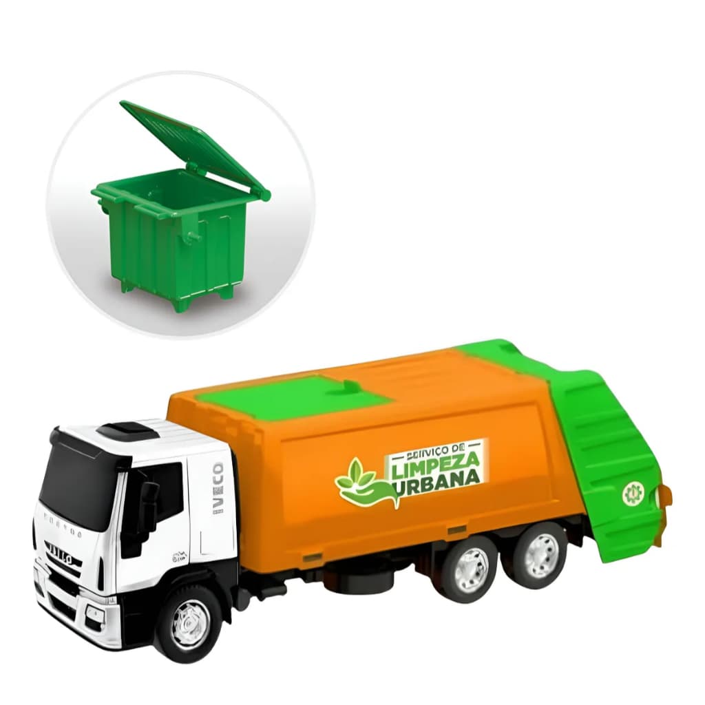 Caminhão Iveco Brinquedo Coletor de Lixo Limpeza Urbana Infantil Educativo