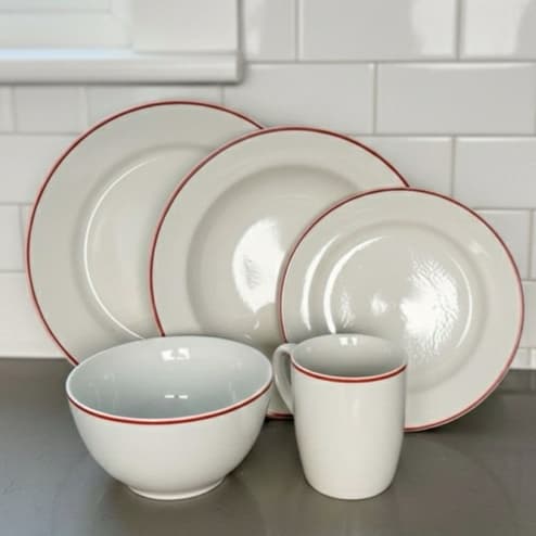Jogo de Jantar 20 Peças Porcelana Schmidt Pratos Tigelas Canecas e Sobremesa