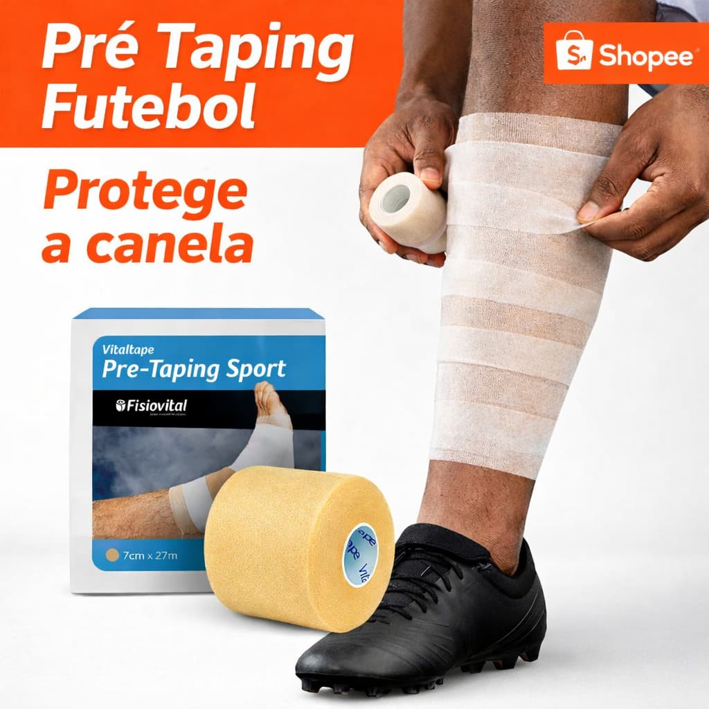 Fisiovital Pré Taping Futebol Underwrap para Canela, Protege a Pele e Fixa a Caneleira - Cor Bege