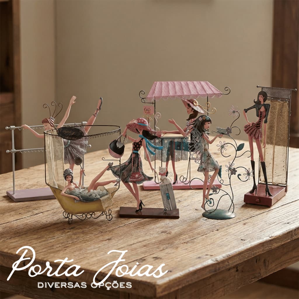 Porta Joias Expositor De Bijuterias Metal Boneca Retrô Vintage Luxo Organizador Brincos Colares