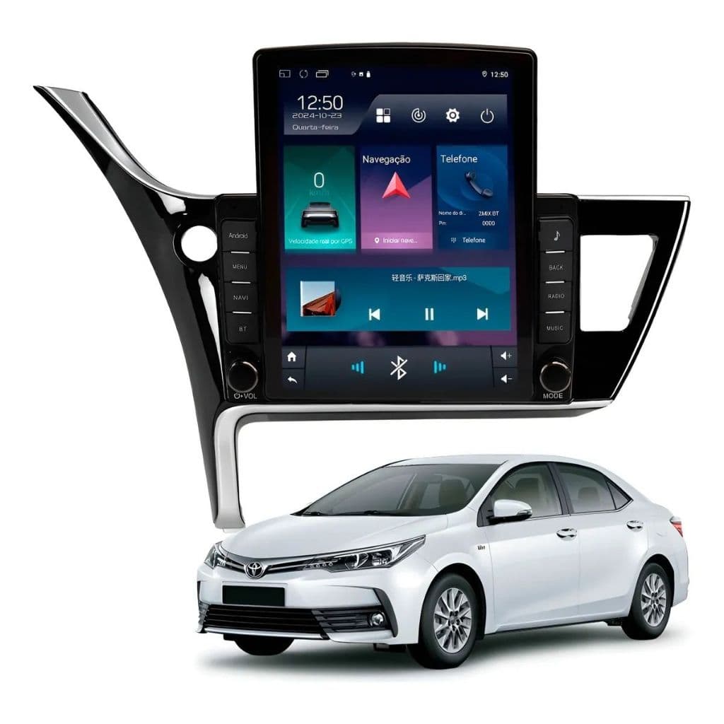 Multimídia Tesla 9,7p Toyota Corolla 2018 2019 Carplay Android Auto 4+64gb