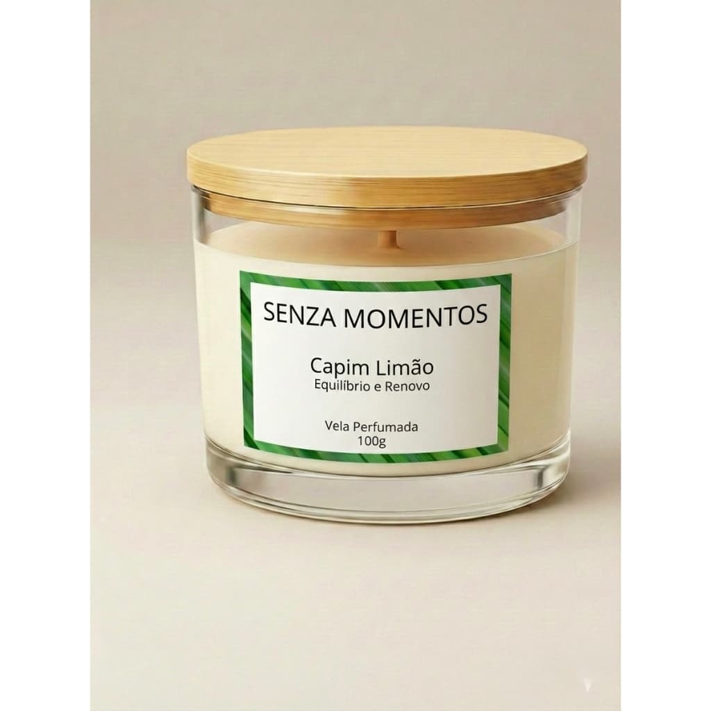 Vela Aromática 100g Perfumada Decorativa Vegetal - Tampa de Madeira - SENZA - ESSENCIAS PREMIUM