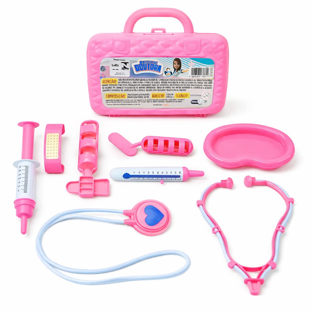 Mini Maleta Médico Doutor Doutora De Brinquedo Para Crianças Divertido Presente Azul ou Rosa Portátil