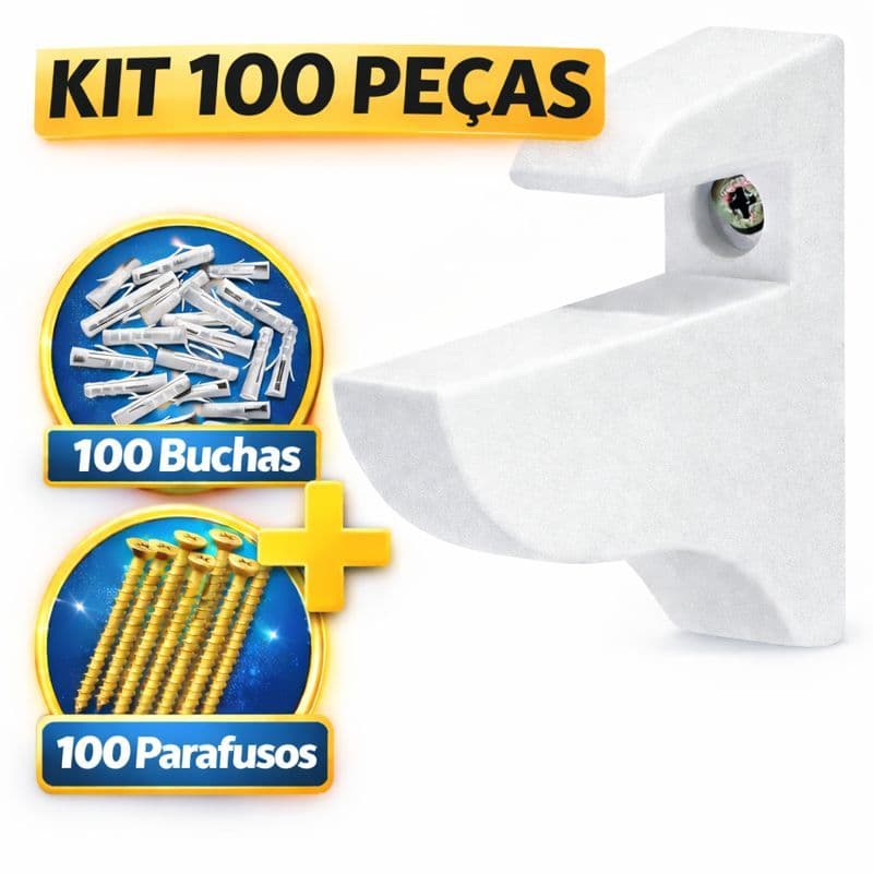 Kit com 100 Unidades Suporte Bico de Tucano Prateleira MDF 15mm Organizador Preto Branco Promoção
