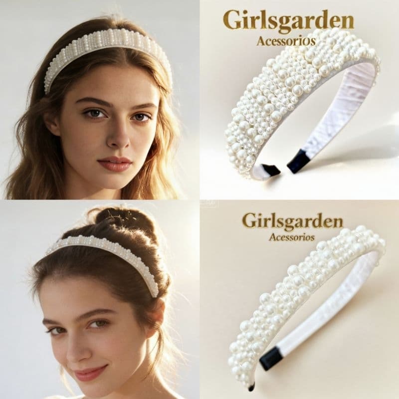 TIARA LUXO DE PÉROLAS LARGO E FINO – ACABAMENTO PREMIUM
