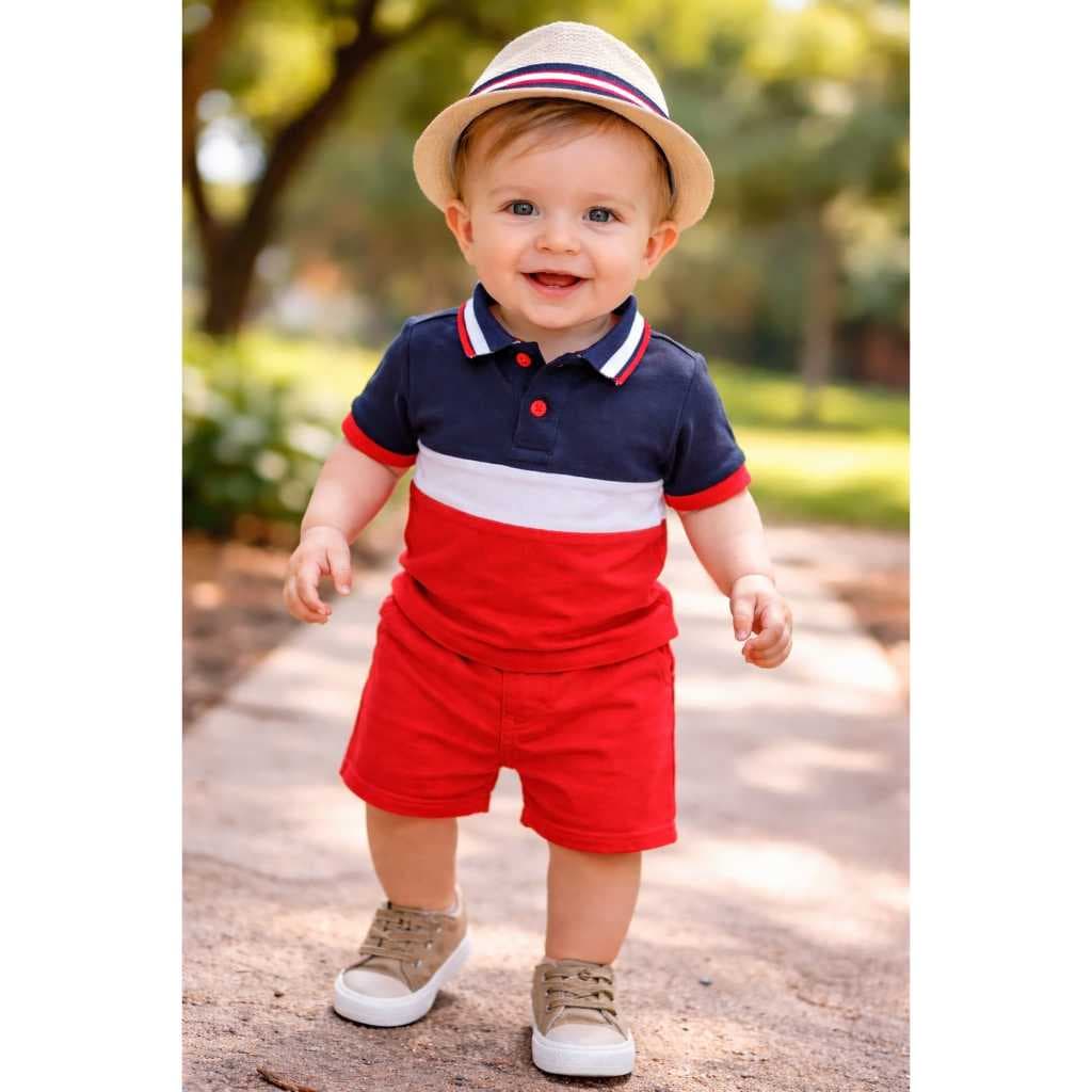 Conjunto roupa - blusa polo e short infantil menino menina estiloso e confortável