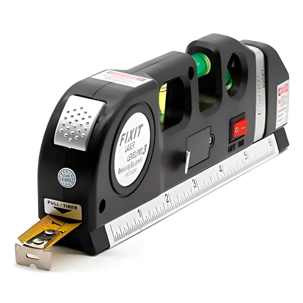 Nivelador Portátil 4 Em 1 Nível Laser + Nível Bolha 3 Posições + Régua cm e pol. + Trena de 2,5m