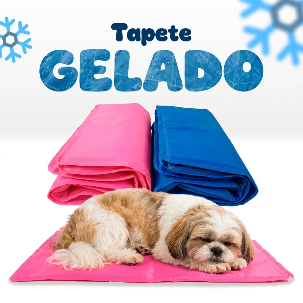 Tapete gelado pet verão 90x50 e 65x50 autorefrigerante refrescante cachorro e gato azul e rosa