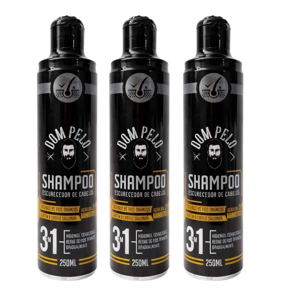 Kit 3 Shampoos Escurecedores Dom Pelo 250ml - Reduz Fios Brancos  Envio Imediato