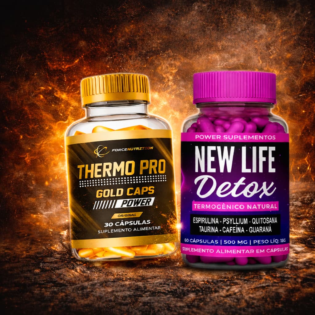 Kit Thermo Pro Gold 30 Cápsulas + New Life Detox 60 Cápsulas Combo 1 Mês Uso Diário Bem-Estar