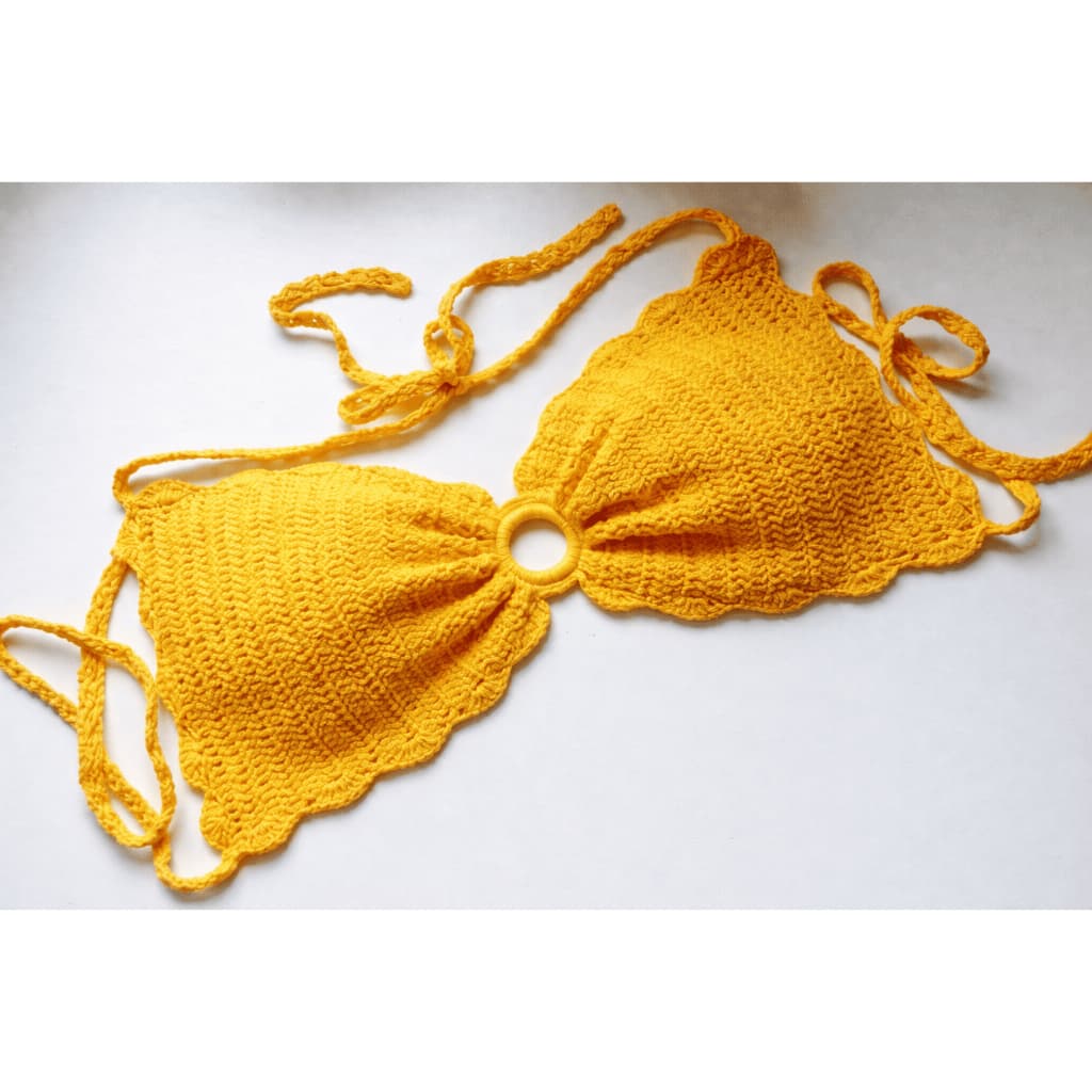 Top Cropped Biquíni de Crochê Feminino Moda Praia Verão Primavera Boho Artesanal Handmade Casual