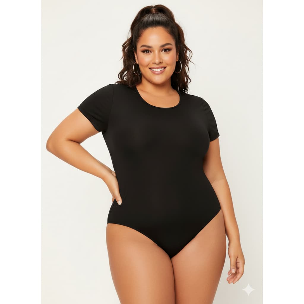 body para plus size do P ao G4 manga curta decote careca