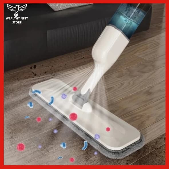 Mop Esfregão Com Spray Para Limpeza De Chão Com Refil Microfibra Reutilizável