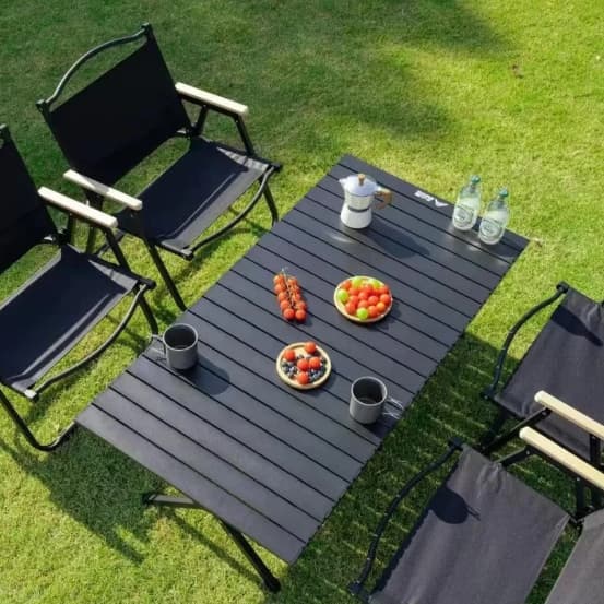 Mesa Dobrável De Alumínio Portátil Com Estrutura Metálica e Bolsa De Transporte Ideal Para Camping Praia e Quintal