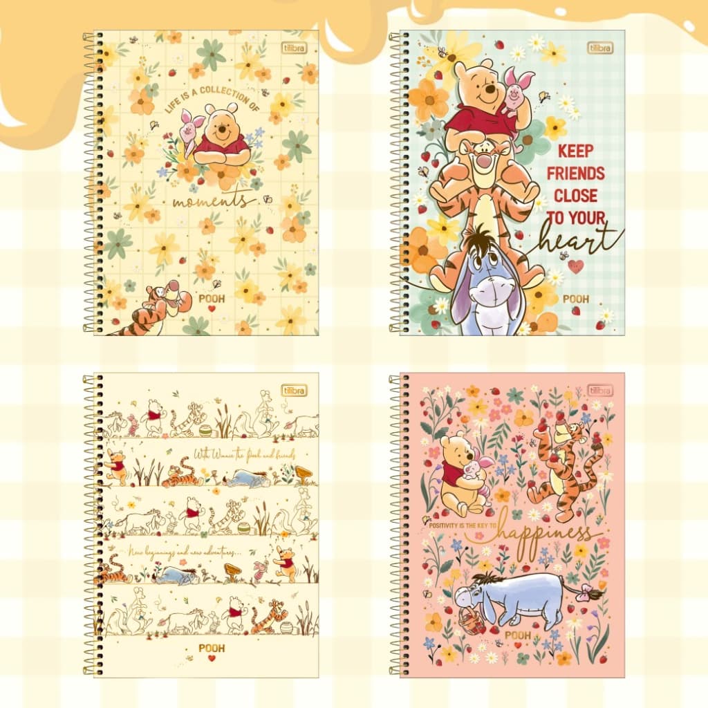 CADERNO ESPIRAL CAPA DURA UNIVERSITÁRIO 1 MATÉRIA POOH 80 FOLHAS