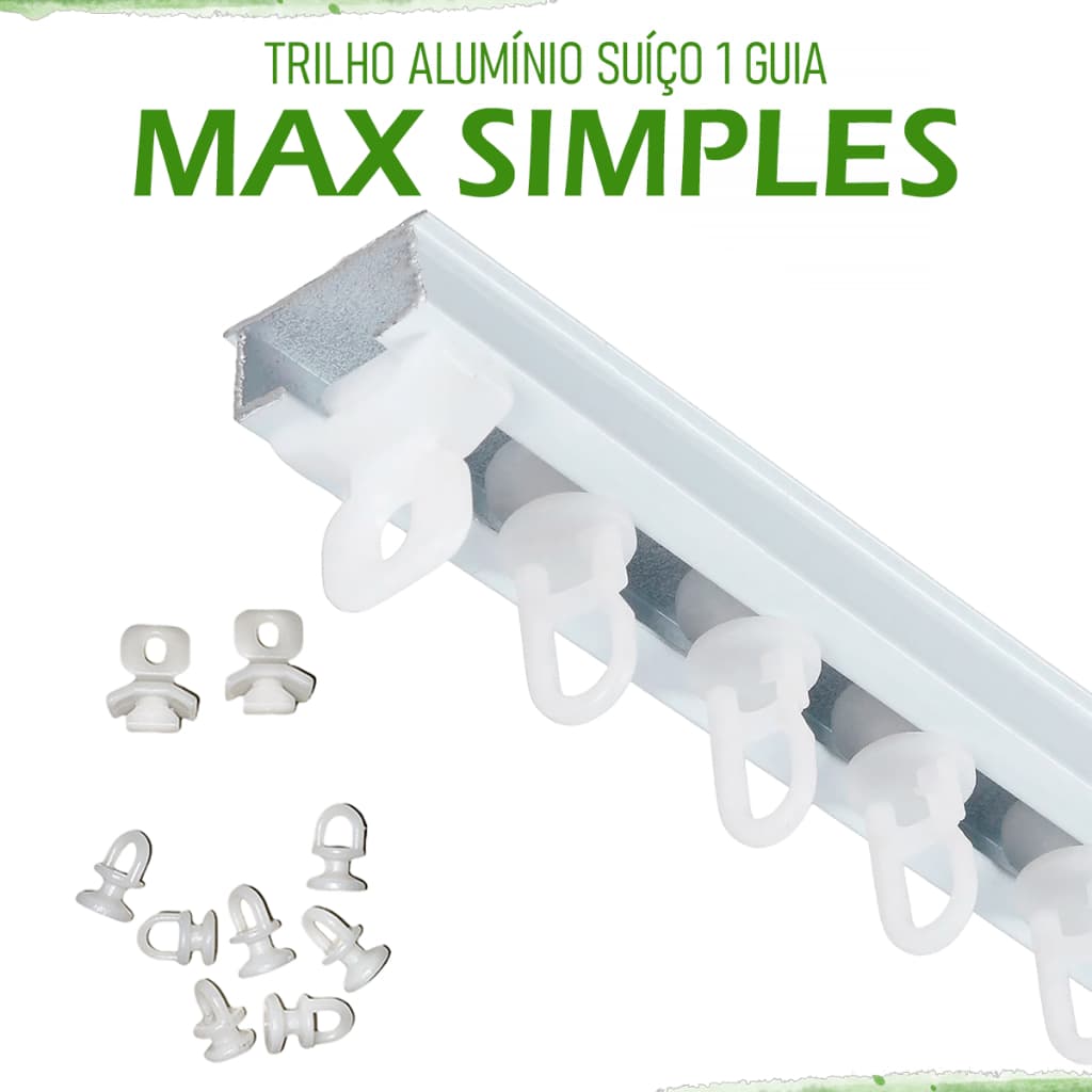 Trilho Suíço Simples Max Guia Cortina Teto Cortineiro Branco (TODAS AS MEDIDAS)