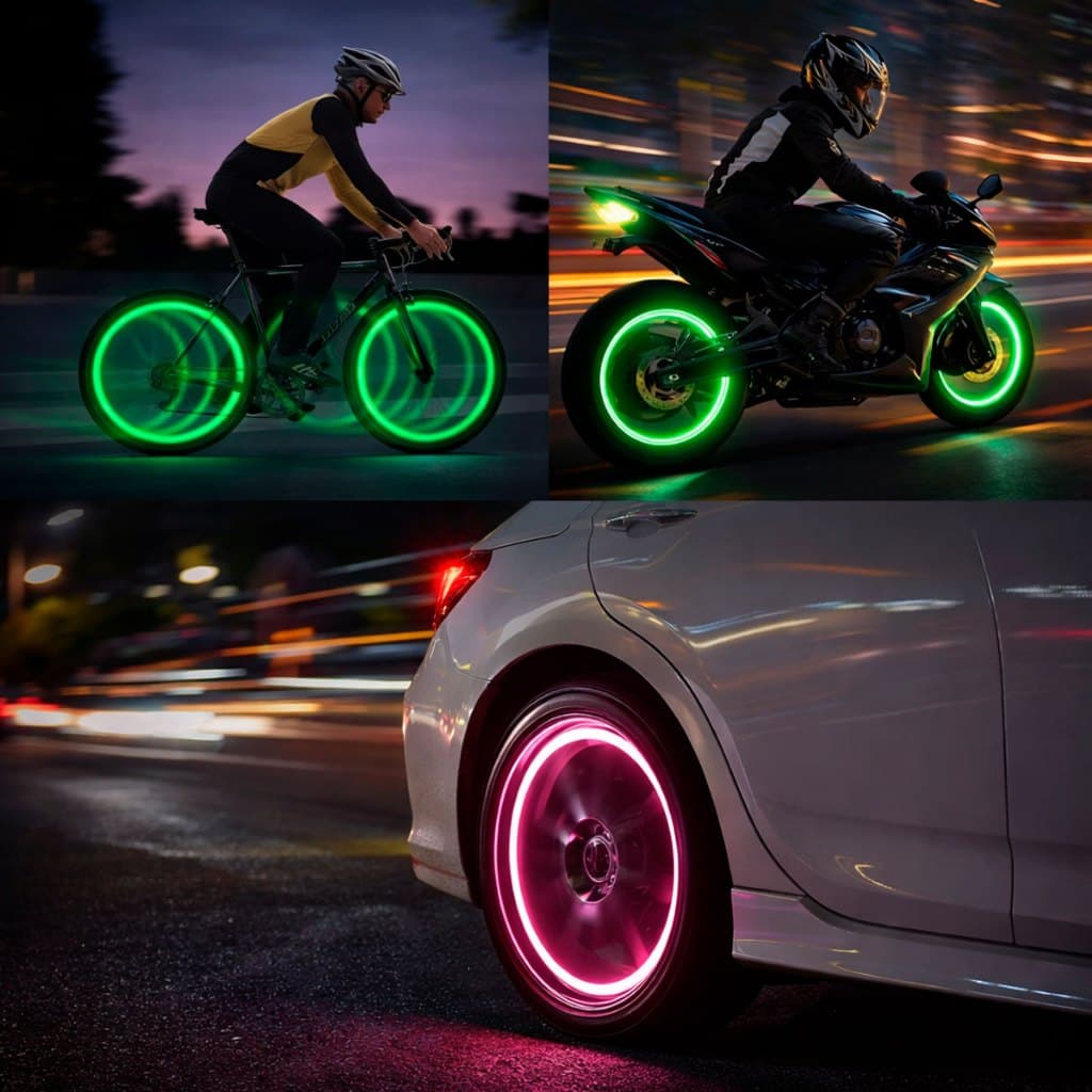 KIT 2 lampada Lampada Tampa De Valvula Com Led Para Rodas LED  Valvula De Bico Pneu Carro Moto Bike