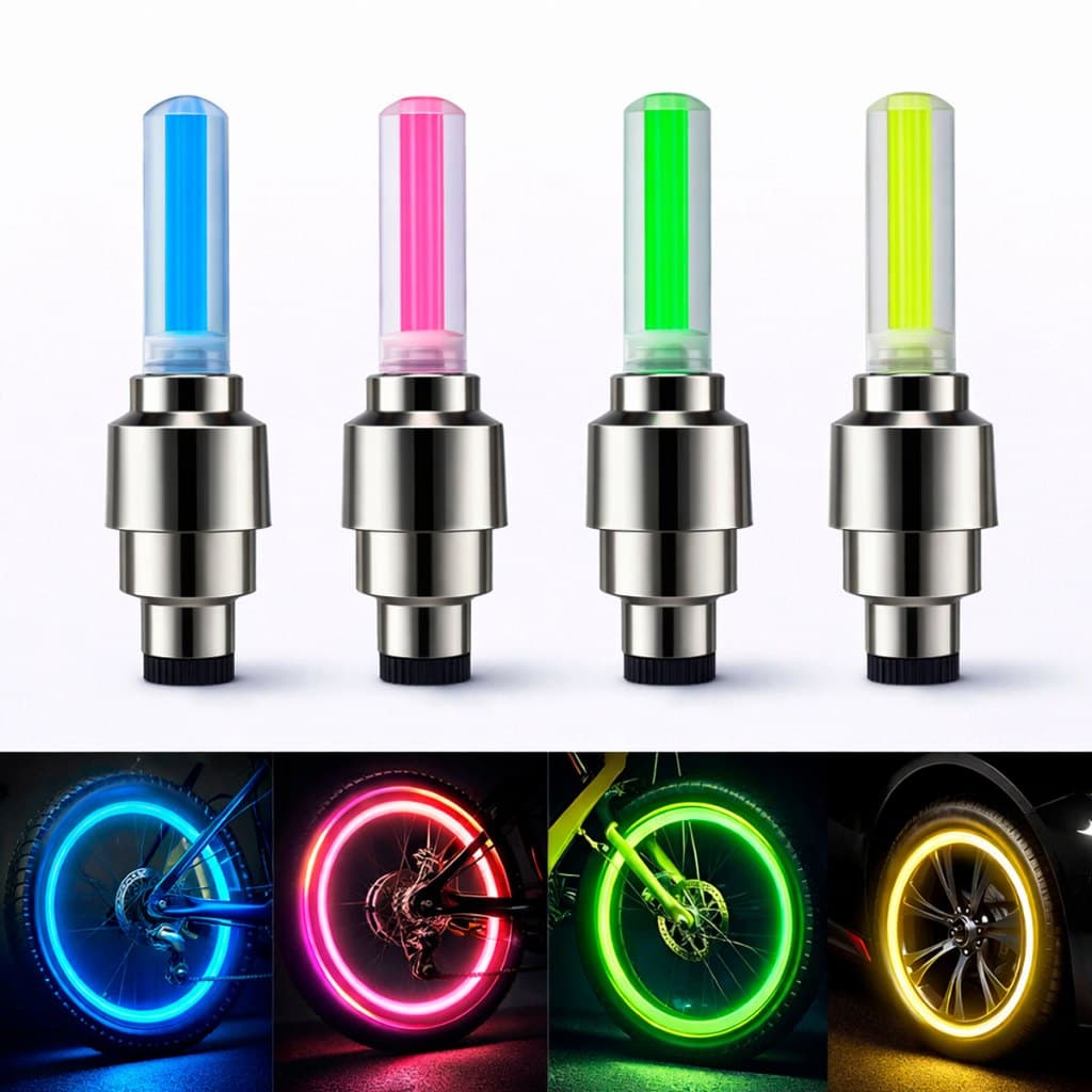 KIT lampada led para Roda Valvulas Tampa do Bico Pneu Bike Bicicleta Moto Carro Caminhão