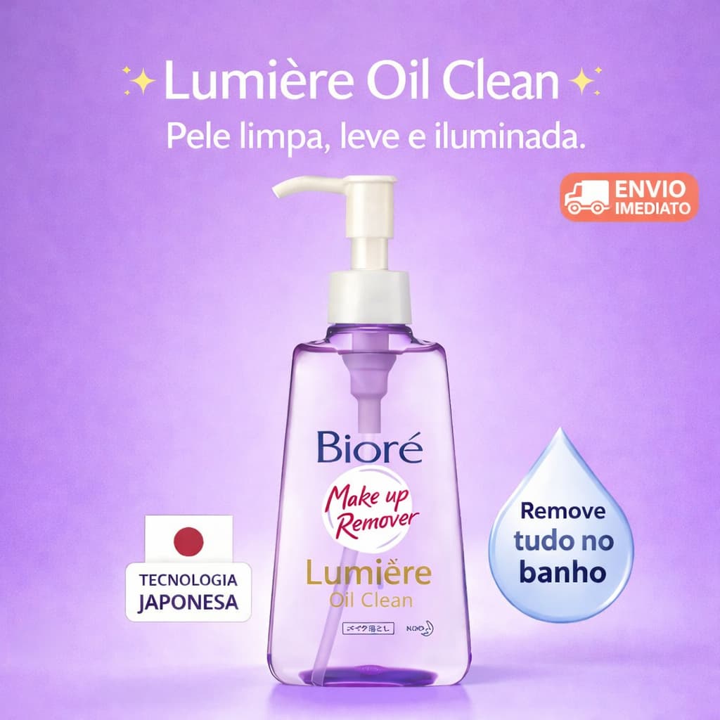 Bioré Make Up Remover Cleansing Oil 150ml – Demaquilante Facial Oil Clean ✨ Lumière ✨ À Prova d’Água