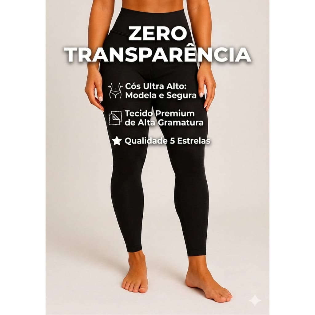 Calça Legging Feminina Cós Alto Alta Compressão Fitness Academia Zero Transparência Premium