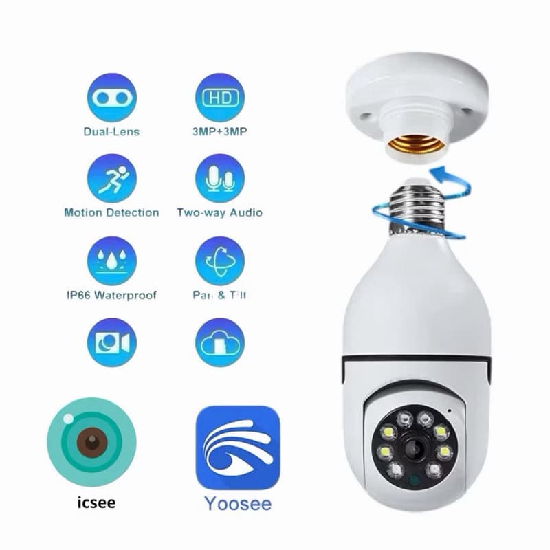 Kit2 Câmera de Lâmpada Inteligente yoosee icsee- Monitoramento Remoto e Detecção de Movimento!