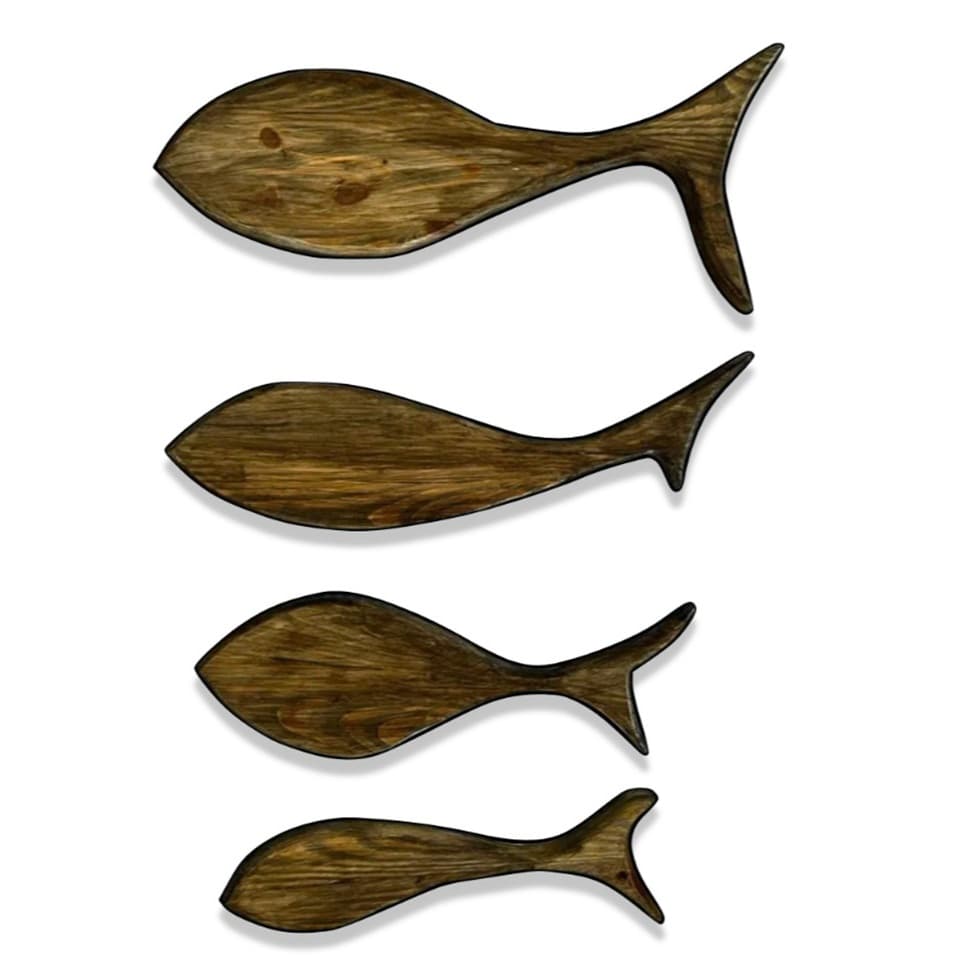 Peixe Decorativo Parede Cardume 4un Madeira Pinus ...