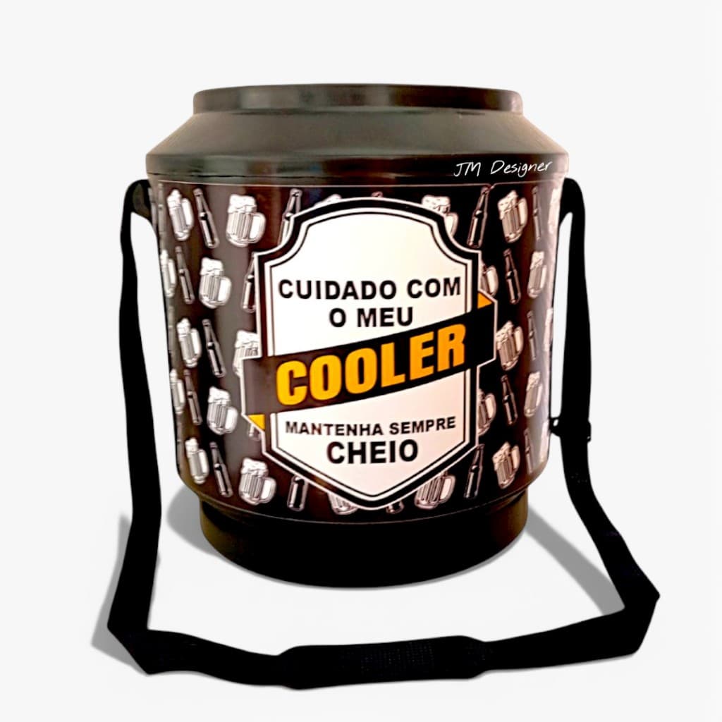 Cooler Caixa Térmica Redondo Para 30 latas 21 litros Preto com alça grande