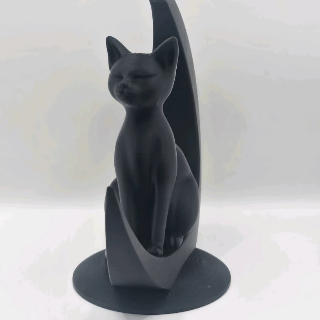 Escultura Gato na Lua Decorativa Impressa em 3D Decoração Moderna e Elegante