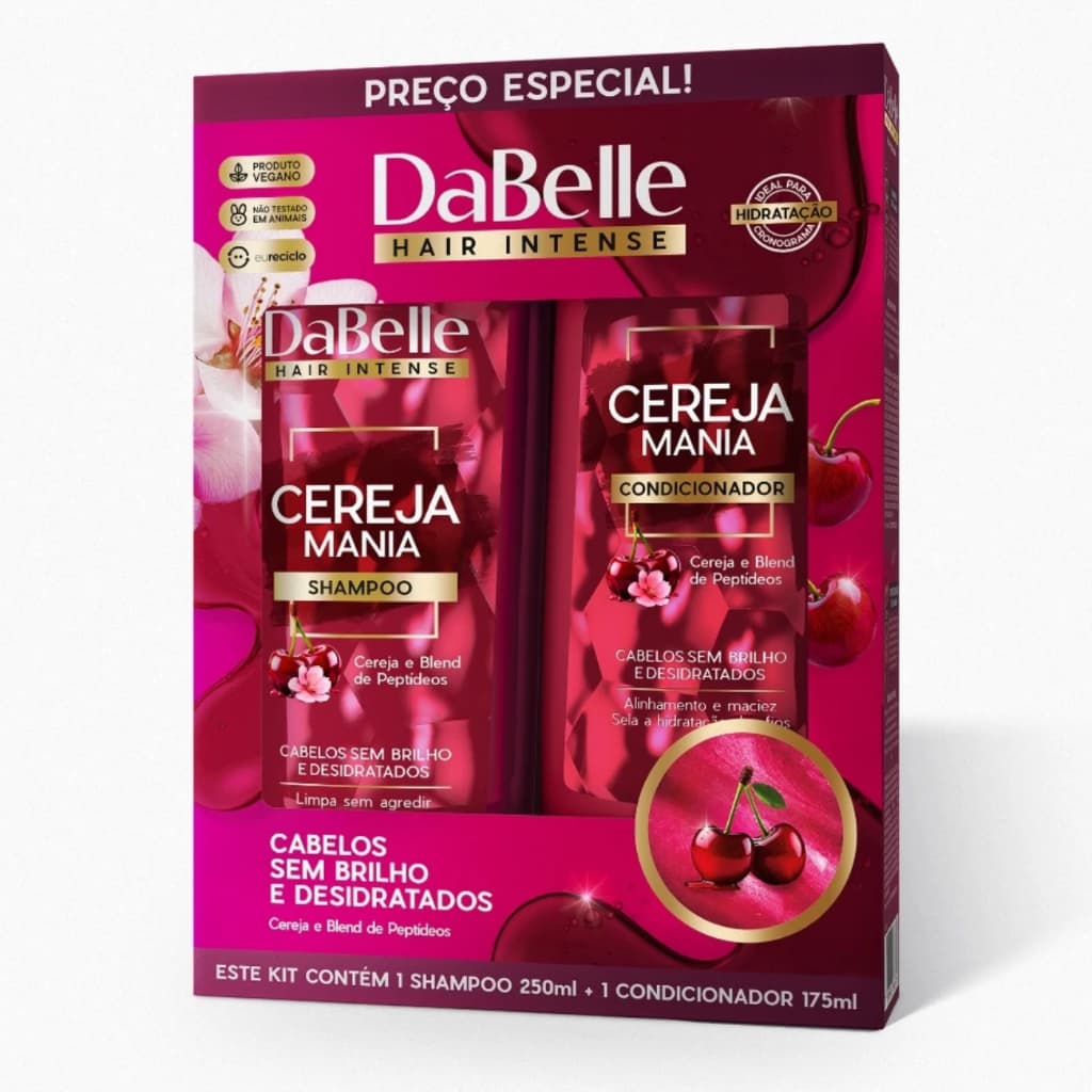 Kit Shampoo 250ml + Condicionador 175ml Cereja Mania Dabelle
