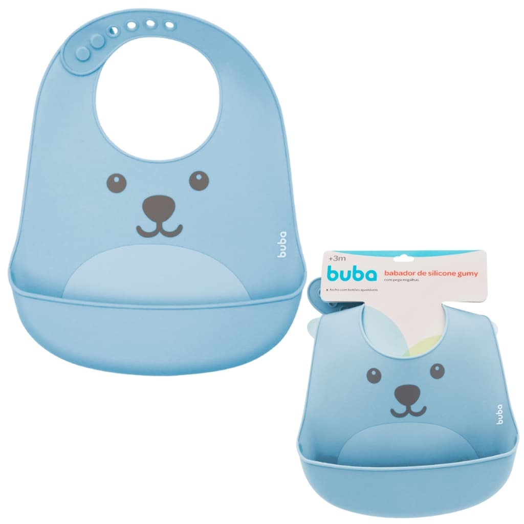 Babador De Silicone Gumy Com Pega Migalhas Azul Buba
