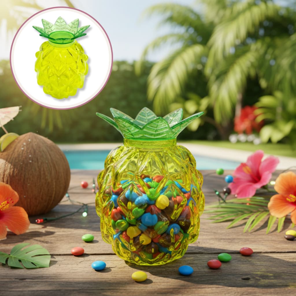 Baleiro de Abacaxi Acrílico Festa Tropical Enfeite Plástico Mini Pote Lembrancinha Decoração 10 un