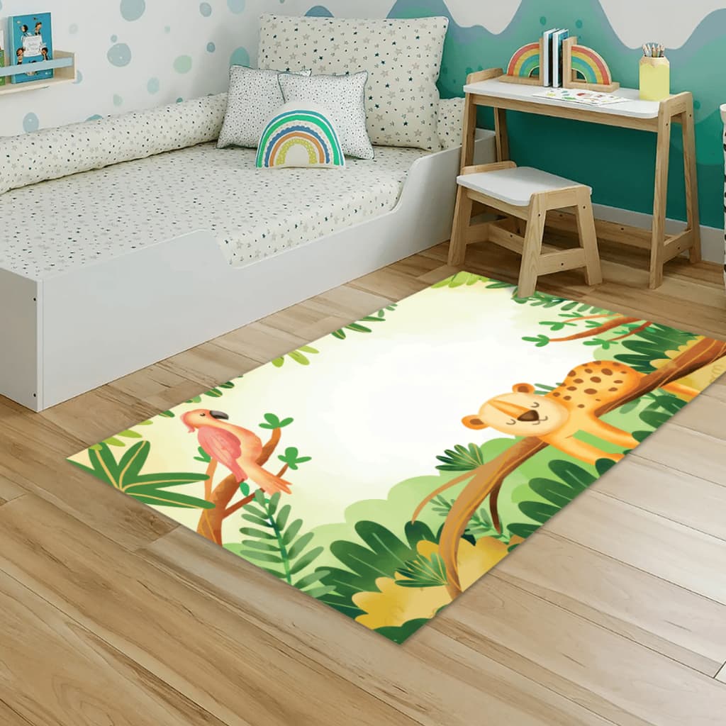 Tapete Infantil Decorativo Antiderrapante 115x70cm Safari Animais África