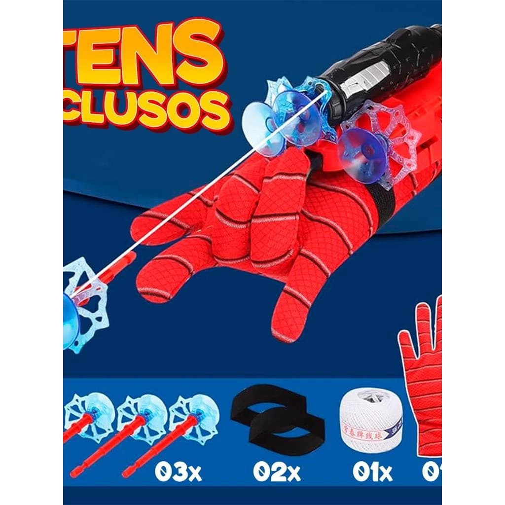 Luva Lança Teia HOMEM ARANHA(COM CORDINHA) Brinquedo Infantil