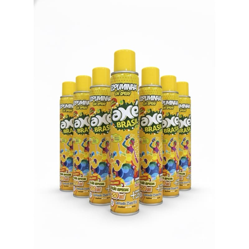 Kit 12 Espuminhas de Carnaval Axé Brasil 250ml Espuma Neve Festa Bloco Atacado Revenda Diversão