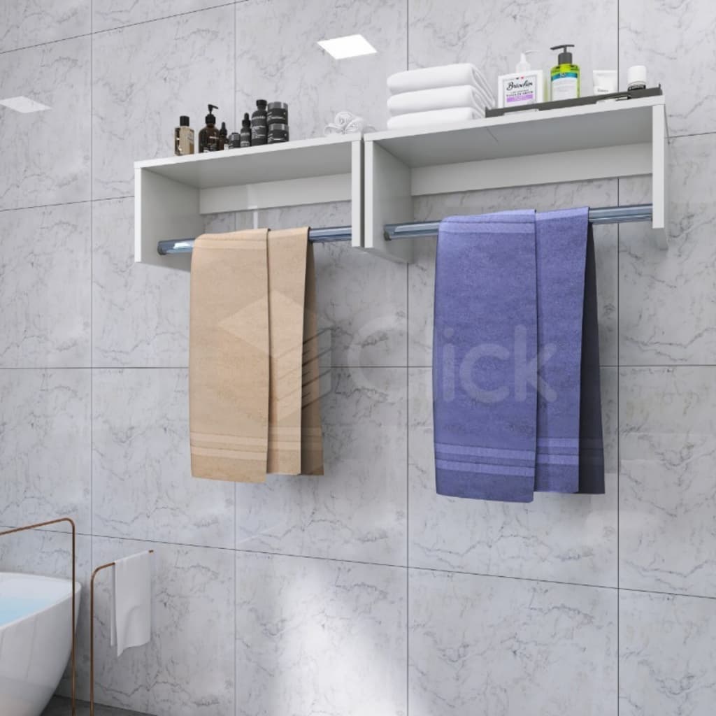 Kit 2 Cabideiro Preto ou Branco  Mdp De Parede 1 Metro Arara Quarto lavanderia