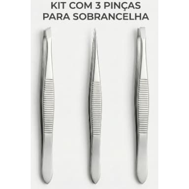 Kit com 3 Pinças Profissionais para Sobrancelhas – Precisão e Acabamento