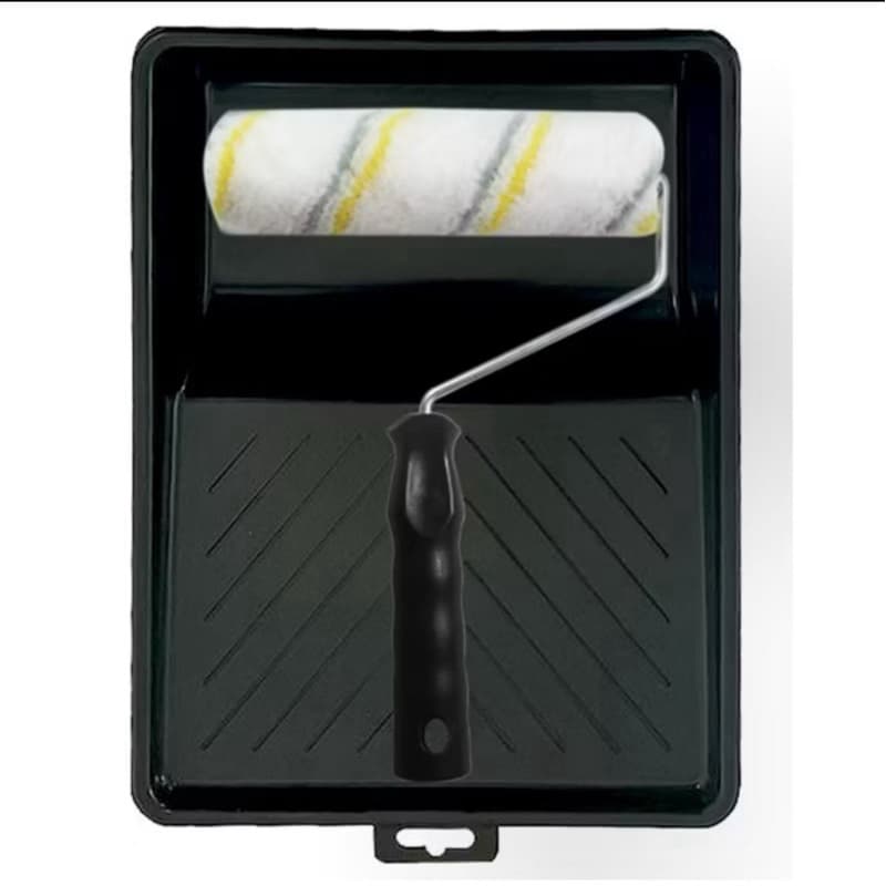 Kit Pintura Compel 3 Peças Sem Respingos – Rolo 23 cm + Suporte + Bandeja Grande