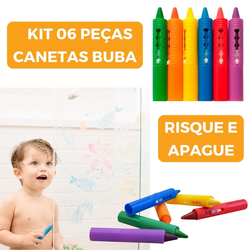 Risque E Apague Giz Caneta Lápis Infantil Colorir No Banho