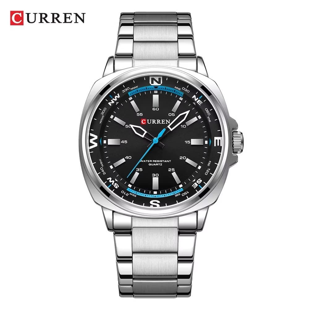 Relógio Masculino Curren 8455 Aço Inoxidável Original Quartzo Casual Elegante 3ATM