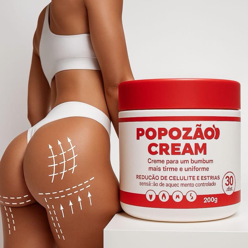 Popozão Cream 200g – Creme Firmador e Anticelulite para Bumbum | Aumenta a Firmeza | Efeito Aquecimento Controlado
