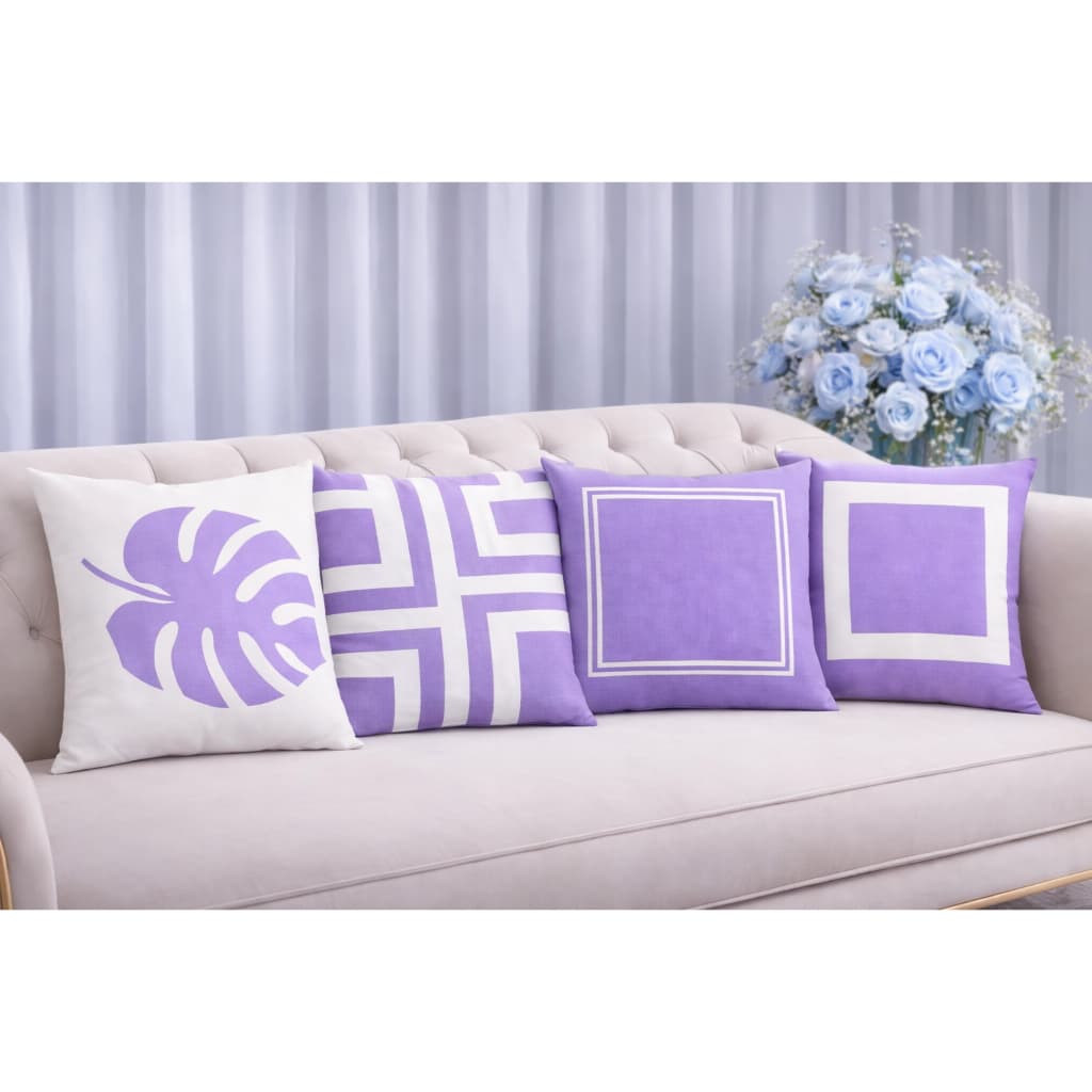 KIT 4 Capas Para Almofadas Decorativas de Luxo, Estilo Moderno Geometrico Lilas Sublimadas 45x45